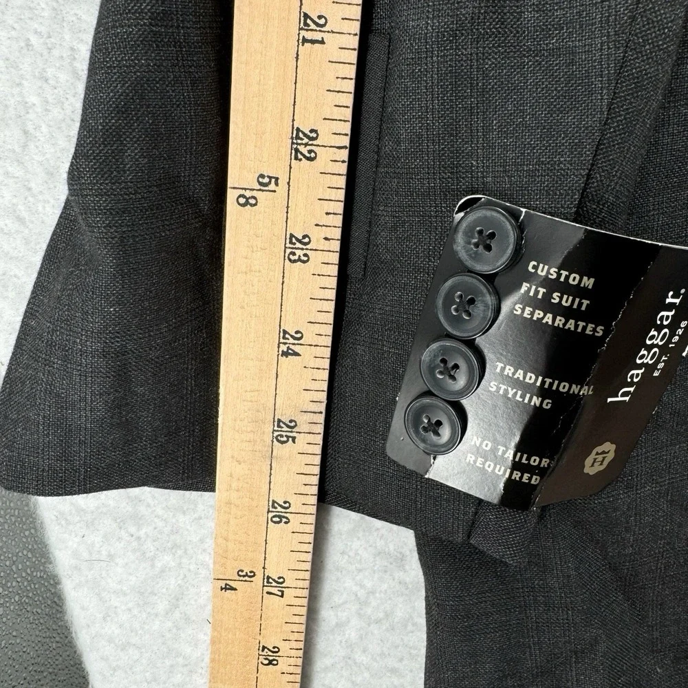 Haggar Blazer Coat Jacket Mens 46L Dark Gray Suit Up System Custom Fit NWT